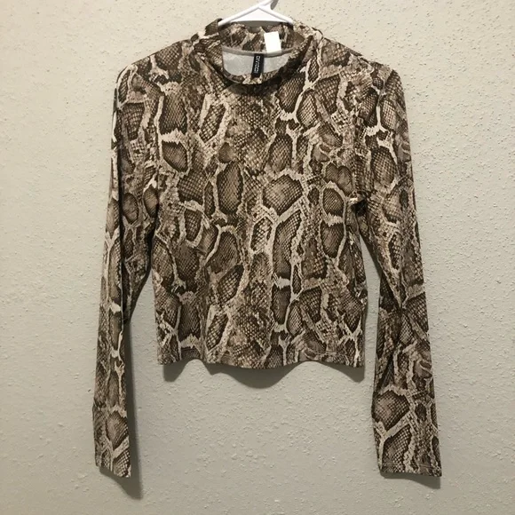 H&M Tops Hm Snake Print Turtleneck Top Poshmark